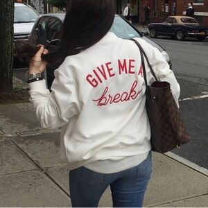 Zara Give Me A Break Bomber Jacket Small